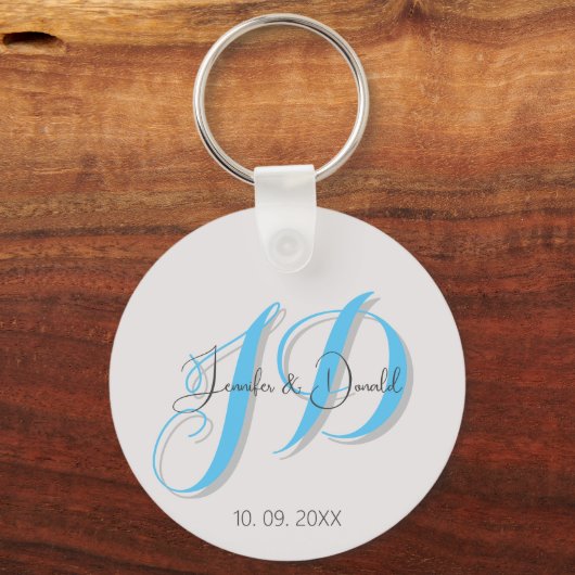 Kalligrafie trendy klassiek schrift monogram sleutelhanger (Voorkant)