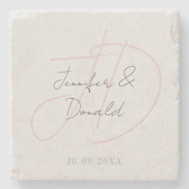 Kalligrafie trendy klassiek schrift monogram stenen onderzetter