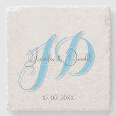Kalligrafie trendy klassiek schrift monogram stenen onderzetter (Voorkant)