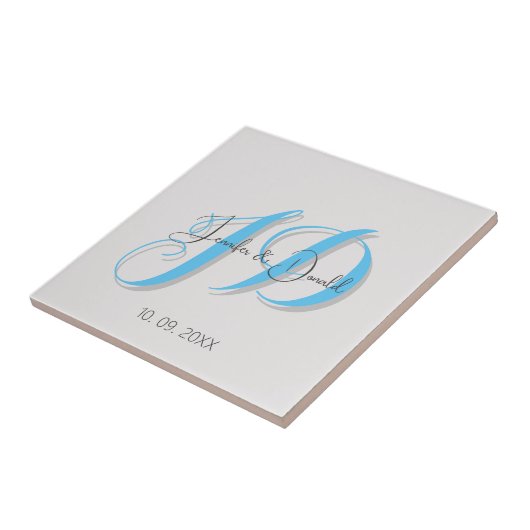 Kalligrafie trendy klassiek schrift monogram tegeltje (Zijkant)