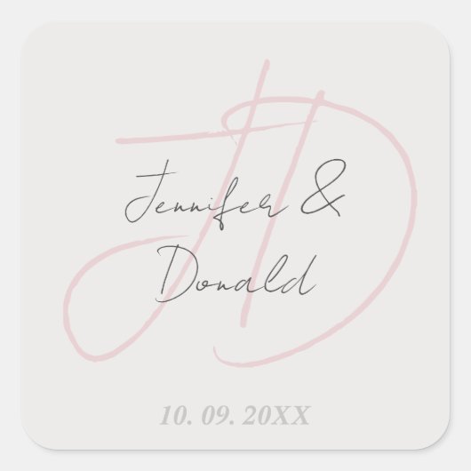 Kalligrafie trendy klassiek schrift monogram vierkante sticker (Voorkant)