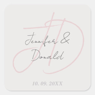 Kalligrafie trendy klassiek schrift monogram vierkante sticker