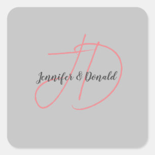 Kalligrafie trendy klassiek schrift monogram vierkante sticker