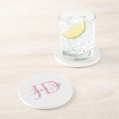 Kalligrafie trendy klassiek schrift monogram zandsteen onderzetter (Zijkant)