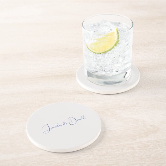 Kalligrafie trendy klassiek script gewoon persoonl zandsteen onderzetter (Zijkant)