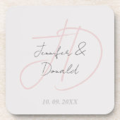 Kalligrafie trendy klassiek script monogram bier onderzetter (Voorkant)