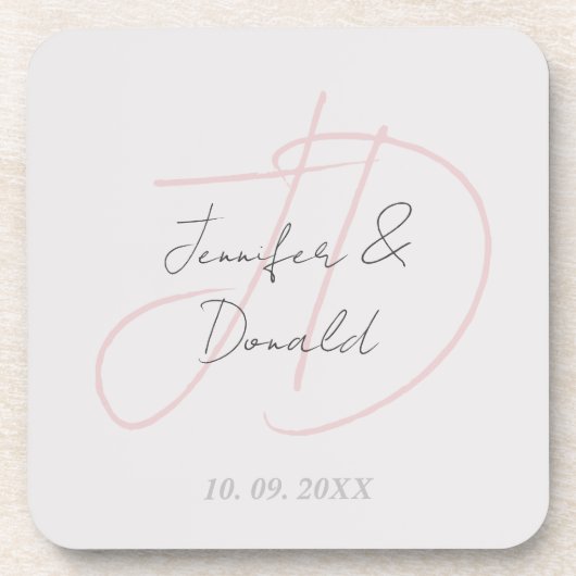 Kalligrafie trendy klassiek script monogram bier onderzetter (Voorkant)