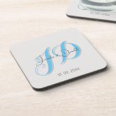 Kalligrafie trendy klassiek script monogram bier onderzetter (Linkerzijde)