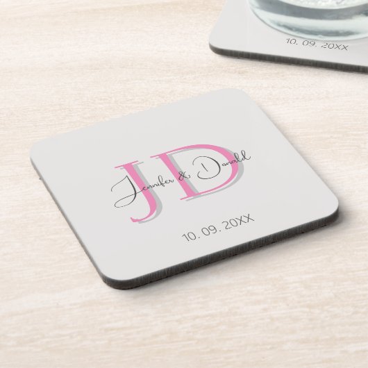 Kalligrafie trendy klassiek script monogram bier onderzetter (Linkerzijde)