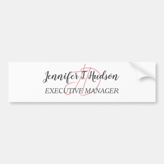 Kalligrafie trendy klassiek script monogram bumpersticker (Voorkant)