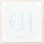 Kalligrafie trendy klassiek script monogram glazen onderzetter (Achterkant)