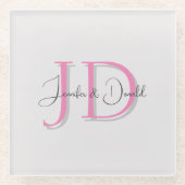 Kalligrafie trendy klassiek script monogram glazen onderzetter (Voorkant)