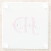 Kalligrafie trendy klassiek script monogram glazen onderzetter (Achterkant)