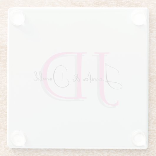 Kalligrafie trendy klassiek script monogram glazen onderzetter (Achterkant)