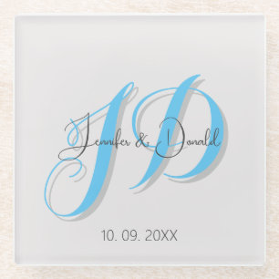 Kalligrafie trendy klassiek script monogram glazen onderzetter