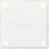 Kalligrafie trendy klassiek script monogram glazen onderzetter (Achterkant)