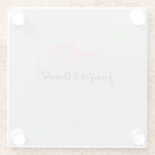 Kalligrafie trendy klassiek script monogram glazen onderzetter (Achterkant)