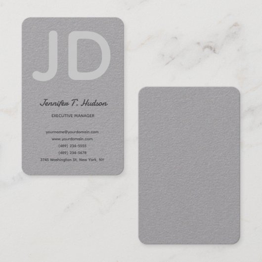 Kalligrafie trendy klassiek script monogram grijs visitekaartje (Voorkant / Achterkant)