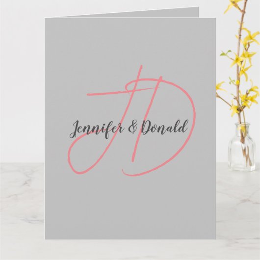 Kalligrafie trendy klassiek script monogram kaart (Gele Bloem)