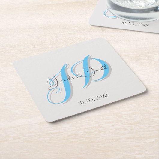 Kalligrafie trendy klassiek script monogram kartonnen onderzetters (Schuin)