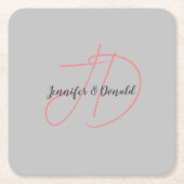 Kalligrafie trendy klassiek script monogram kartonnen onderzetters (Voorkant)