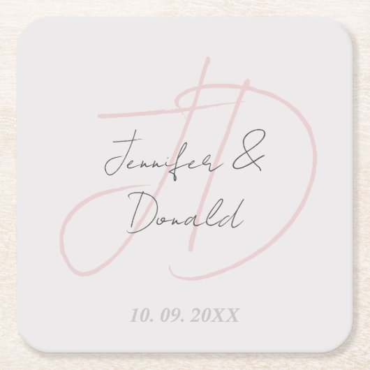 Kalligrafie trendy klassiek script monogram kartonnen onderzetters (Voorkant)