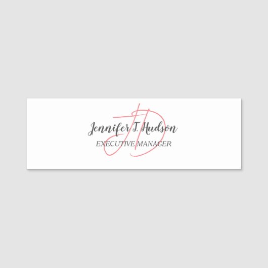 Kalligrafie trendy klassiek script monogram naamplaatje (Voorkant)