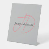 Kalligrafie trendy klassiek script monogram reclamebord met voetstuk (Voorkant)