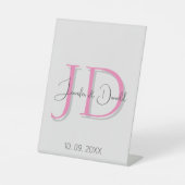 Kalligrafie trendy klassiek script monogram reclamebord met voetstuk (Voorkant)