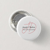 Kalligrafie trendy klassiek script monogram ronde button 3,2 cm (Voorkant /achterkant)