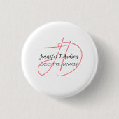 Kalligrafie trendy klassiek script monogram ronde button 3,2 cm (Voorkant)