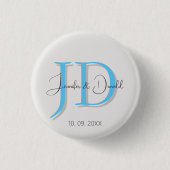 Kalligrafie trendy klassiek script monogram ronde button 3,2 cm (Voorkant)