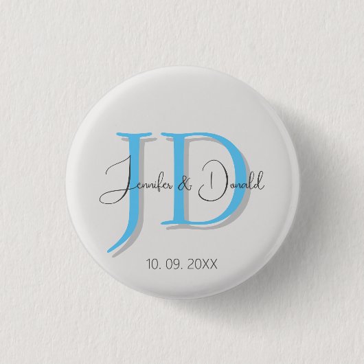 Kalligrafie trendy klassiek script monogram ronde button 3,2 cm (Voorkant)