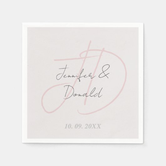 Kalligrafie trendy klassiek script monogram servet (Voorkant)