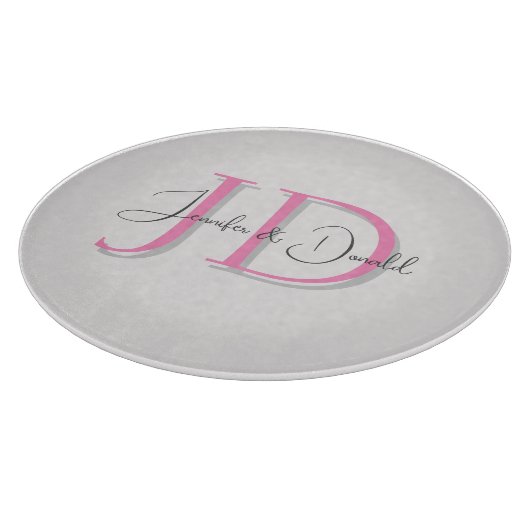 Kalligrafie trendy klassiek script monogram snijplank (Hoek)