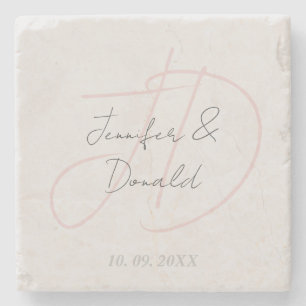 Kalligrafie trendy klassiek script monogram stenen onderzetter