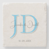 Kalligrafie trendy klassiek script monogram stenen onderzetter (Voorkant)