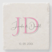 Kalligrafie trendy klassiek script monogram stenen onderzetter (Voorkant)