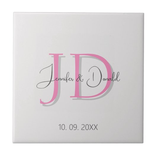 Kalligrafie trendy klassiek script monogram tegeltje (Voorkant)