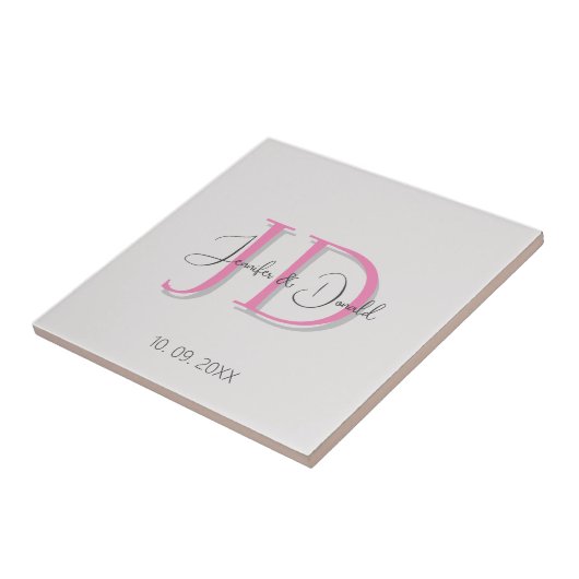 Kalligrafie trendy klassiek script monogram tegeltje (Zijkant)