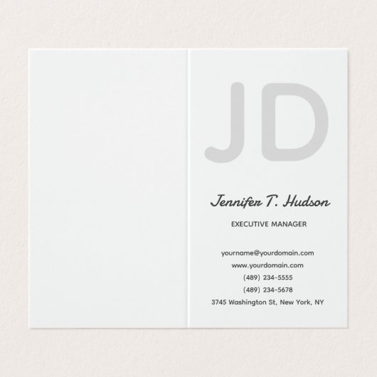 Kalligrafie trendy klassiek script monogram visitekaartje (Buitenkant ongevouwen)