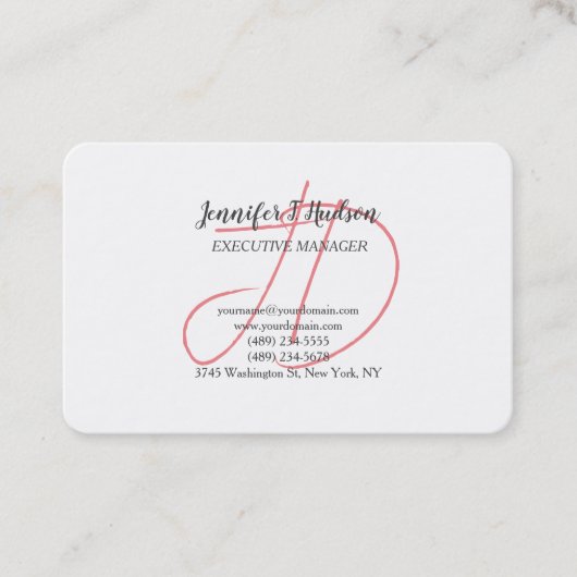 Kalligrafie trendy klassiek script monogram visitekaartje (Voorkant)