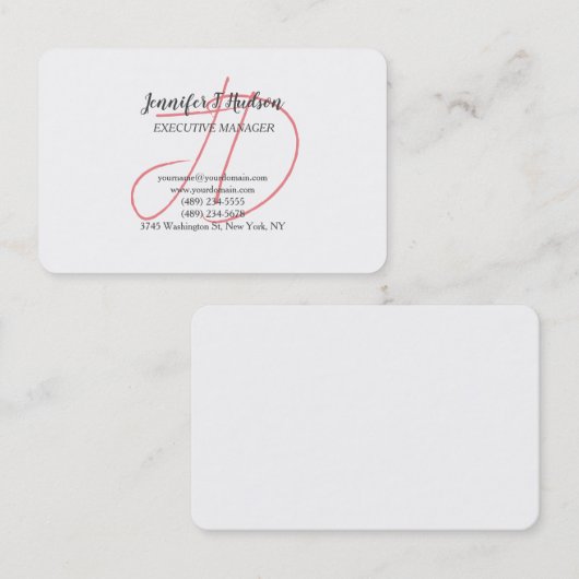 Kalligrafie trendy klassiek script monogram visitekaartje (Voorkant / Achterkant)