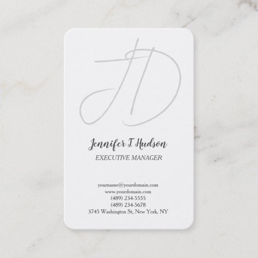 Kalligrafie trendy klassiek script monogram visitekaartje (Voorkant)