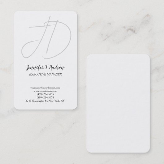 Kalligrafie trendy klassiek script monogram visitekaartje (Voorkant / Achterkant)