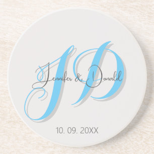 Kalligrafie trendy klassiek script monogram zandsteen onderzetter