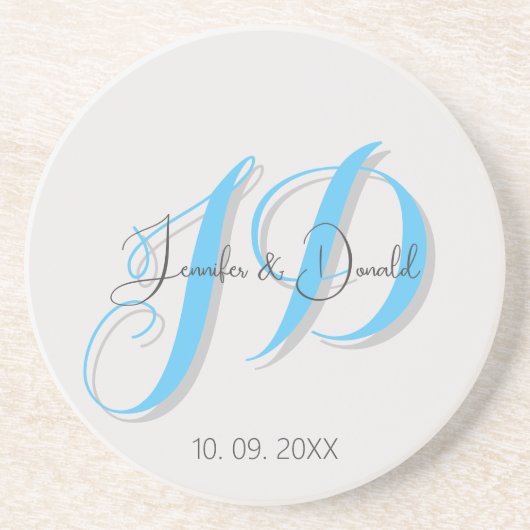 Kalligrafie trendy klassiek script monogram zandsteen onderzetter (Voorkant)