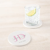 Kalligrafie trendy klassiek script monogram zandsteen onderzetter (Zijkant)