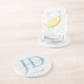 Kalligrafie trendy klassiek script monogram zandsteen onderzetter (Zijkant)