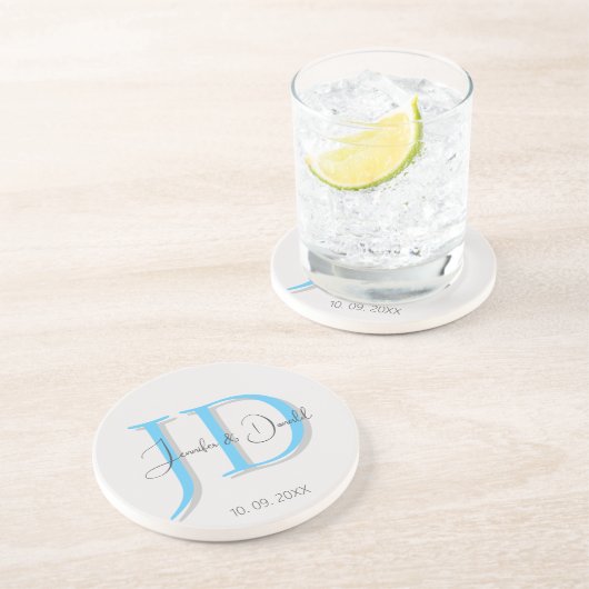 Kalligrafie trendy klassiek script monogram zandsteen onderzetter (Zijkant)